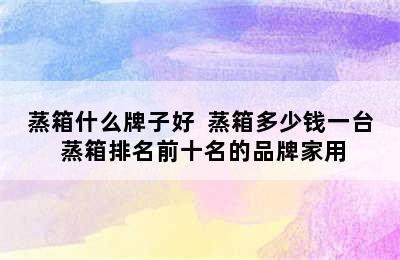 蒸箱什么牌子好  蒸箱多少钱一台 蒸箱排名前十名的品牌家用